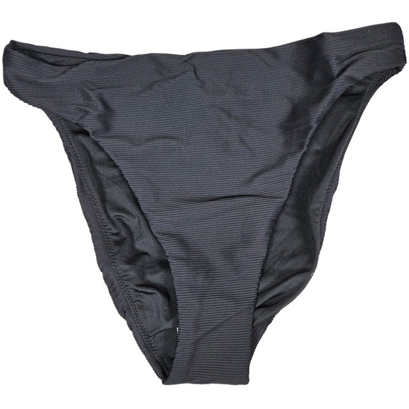J. Crew Ribbed high-rise‎ cheeky bikini bottom Black XS NWT - Picture 1 of 9